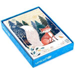New! Hallmark Christmas Cards Fox in the Forest UNICEF Box of 12 + Envelopes